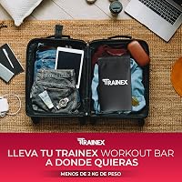 TRAINEX Edzőrúd Szett 4 Ellenállási Szinttel - Ajtórögzítővel és Latex Gumiszalagokkal Erőnléti Edzéshez, Fitness Gyakorlatokhoz, Otthoni To 6