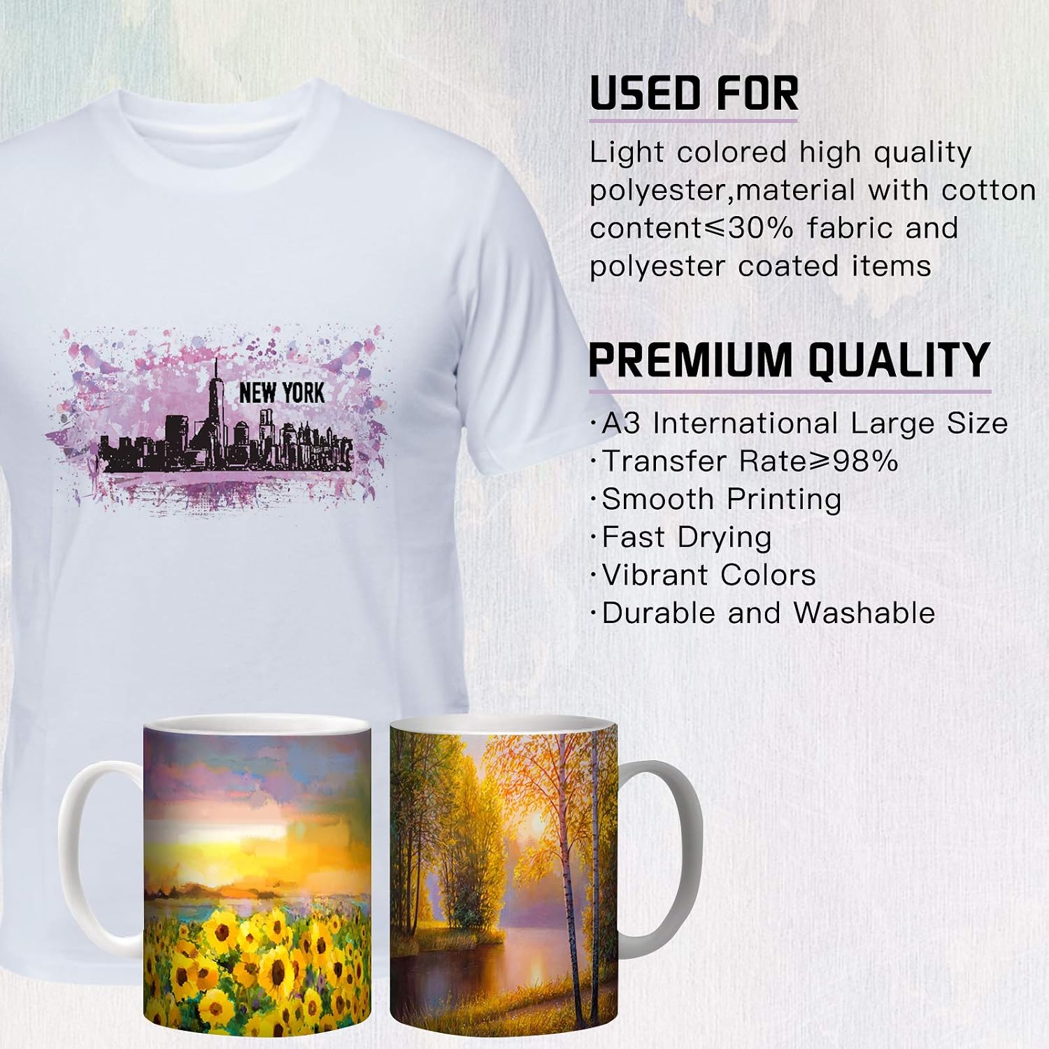 Sublimination Paper for Heat Transfer - 100 Sheets A3 Sublimation Paper for All Inkjet Printer with Sublimation Ink by JANDJPACKAGING