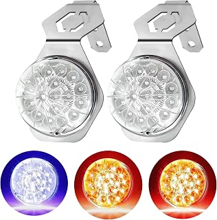 2PCS Dual Revolution 17 Led Watermelon Lights with Stainless Steel Bracket, Red Stop Turn and Marker to Blue Auxiliary Light, Underglow Lights for Freightliner Kenworth Peterbilt Trucks