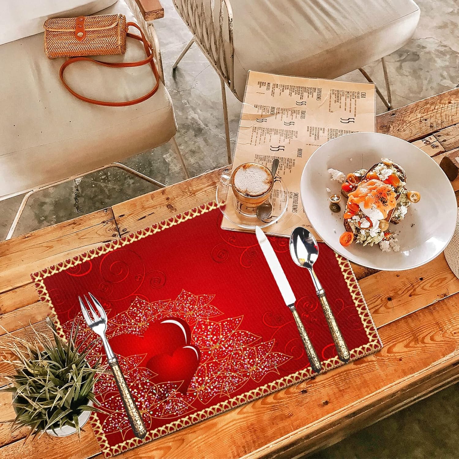 40% Off Discount Gorgeous Mothers Day Valentines Lovely Hearts Heat-Resistant Table Placemats Set of 6 Anti-Skid Table Mats Washable Eat Mat for Parties Everyday & Holidays Use
