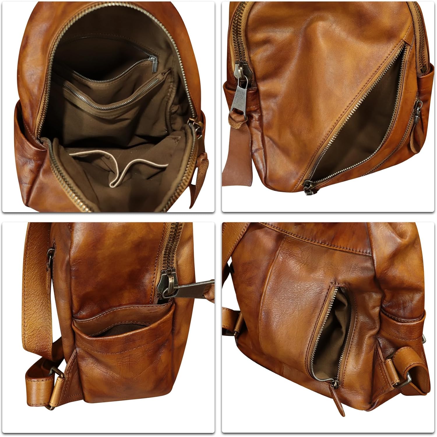 IVTG Vintage Genuine Leather Backpack for Women Cowhide Soft Real Leather Fashion Knapsack Purse Rucksack Daypack Bag (Brown) - Image 7