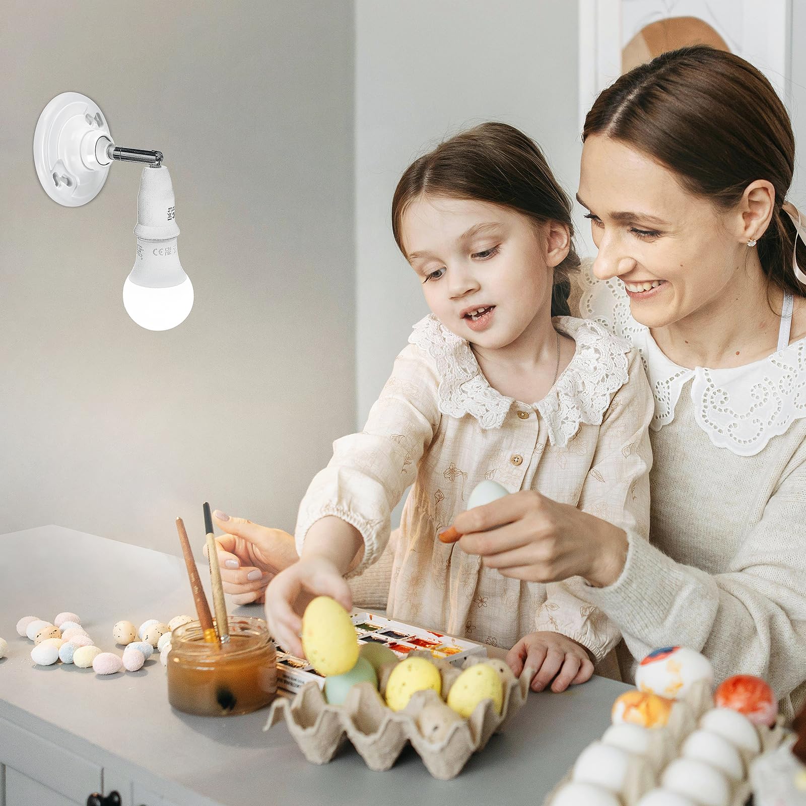 DiCUNO E27 przedłużacz lampy 10 cm, obrotowy i gięty adapter typu łabędzia szyja, gwint E27 do LED, halogenów, lamp CFL, łabędzia szyja, 60 W, 250 V, 2 A, PBT i aluminium, 2 sztuki w opakowaniu