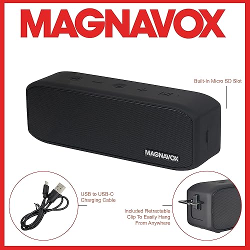 Miniatura 3 de Magnavox MMA3928 Altavoz Bluetooth portátil impermeable en negro