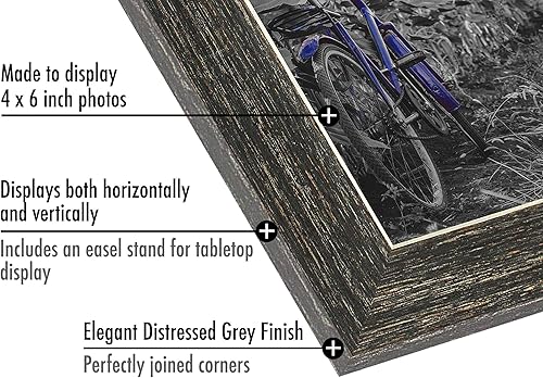 Miniatura 3 de Americanflat Juego de 2 portarretratos de 4 x 6 pulgadas con cristal pulido y transparente, colección Hampton, marcos de fotos de madera envejecida