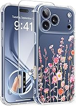 GVIEWIN for iPhone 17 Pro Case with Screen Protector, Upgraded [Full Camera Protection] [Non Yellowing] Floral Slim Shockproof Clear Women Phone Cover for iPhone 17 Pro 6.3" (Floratopia/Colorful)