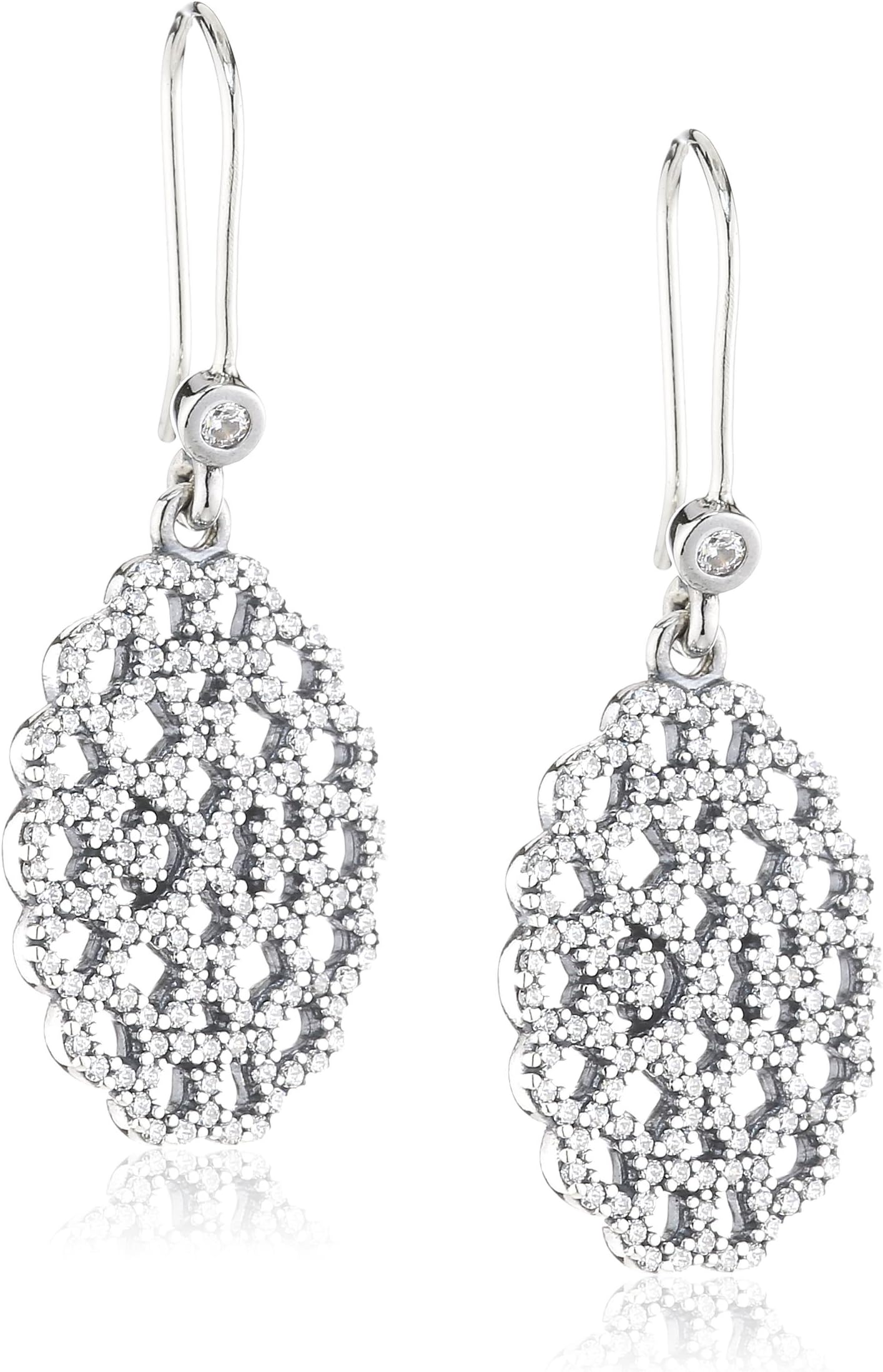 Pandora Shimmering Lace Silver Cz Earrings