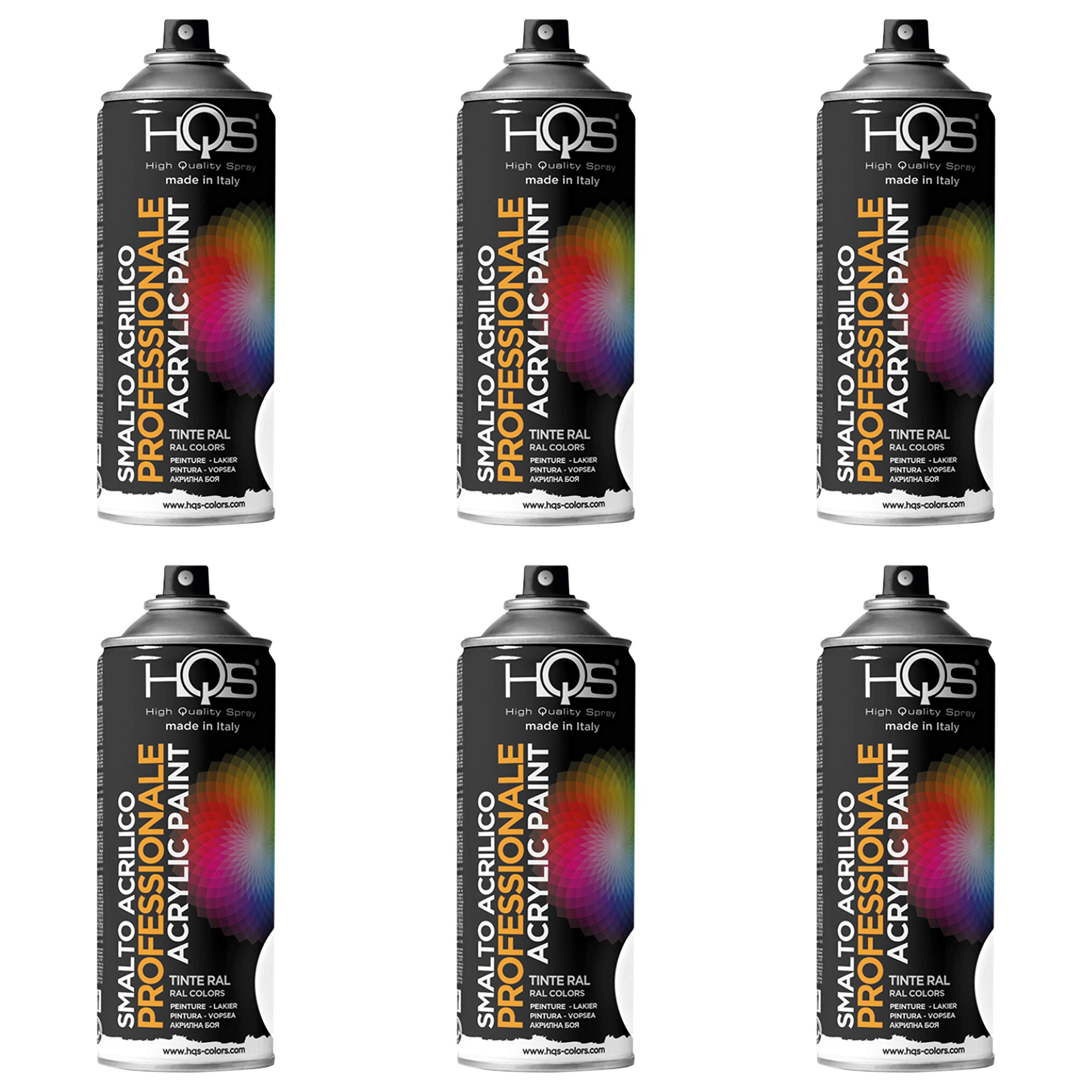 HQS 6 PZ BOMBOLETTA SPRAY SMALTO ACRILICO 400 ML BOMBOLETTA RAL ACRILICA NERO LUCIDO RAL 9005