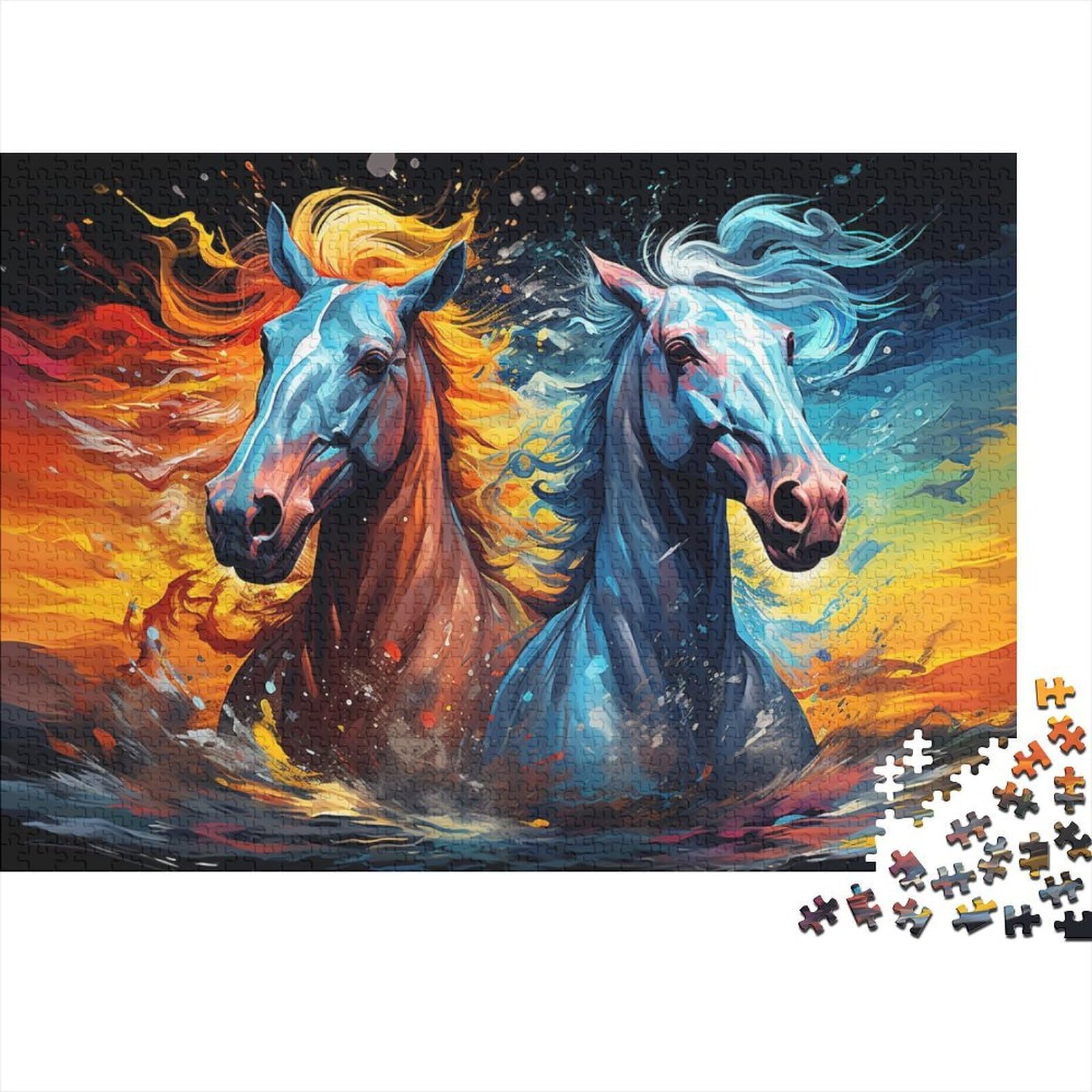 Horse Art 1000 Piece Jigsaw Puzzle Paper Adult Relaxing Home Decor Challenging Mind Gift