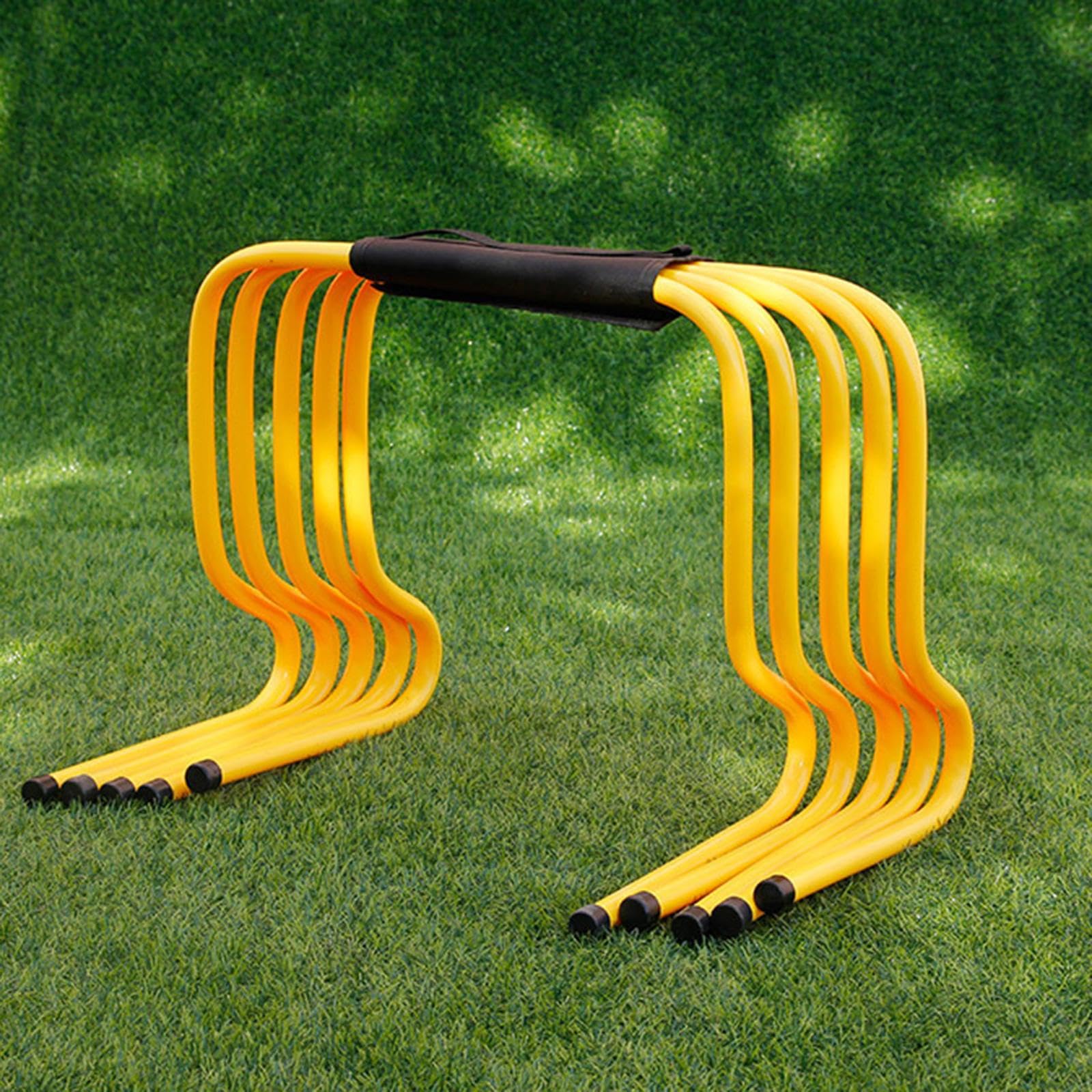 perfk 5 Pezzi di Ostacoli per l'agilità, Attrezzatura per l'allenamento della velocità, Ostacoli multifunzionali Gialli per Il Campo Fitness, Sport, 40 Cm