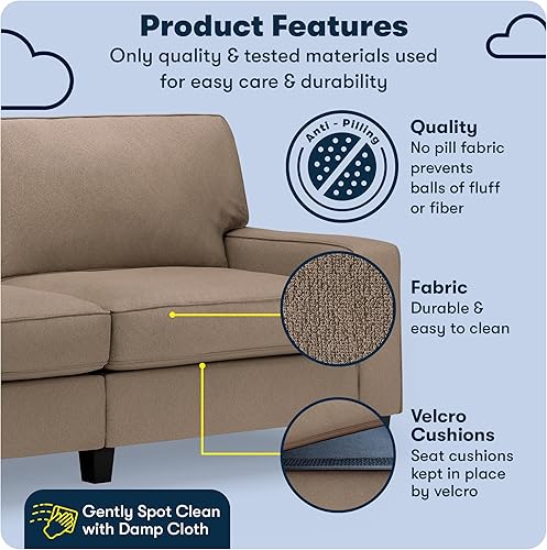 Miniatura 3 de Serta Palisades Sofás Tapizados para Sala, Sofá de Diseño Moderno, Tela, Bronceado Beige Bronceado,Beige,Marrón,Alforfón Beige,Marrón (Chestnut