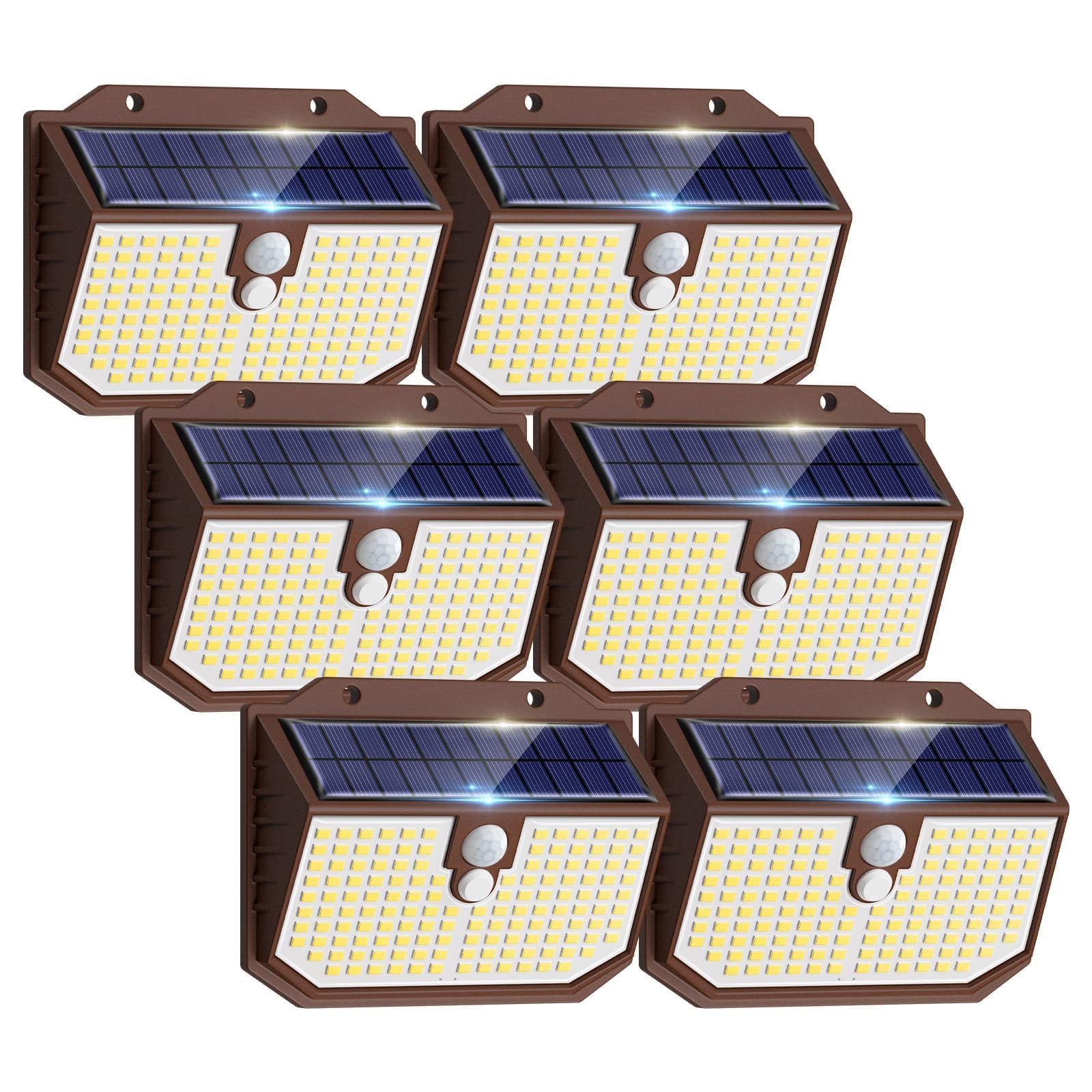 6 Pack Solar Security Lights,Upgraded 5000K Neutral Outdoor Solar Light, Solar Lights Outdoor Garden With 3 Modes motion sensor ,IP65 Waterproof Solar Wall Light for Fence Front Door Yard Garage