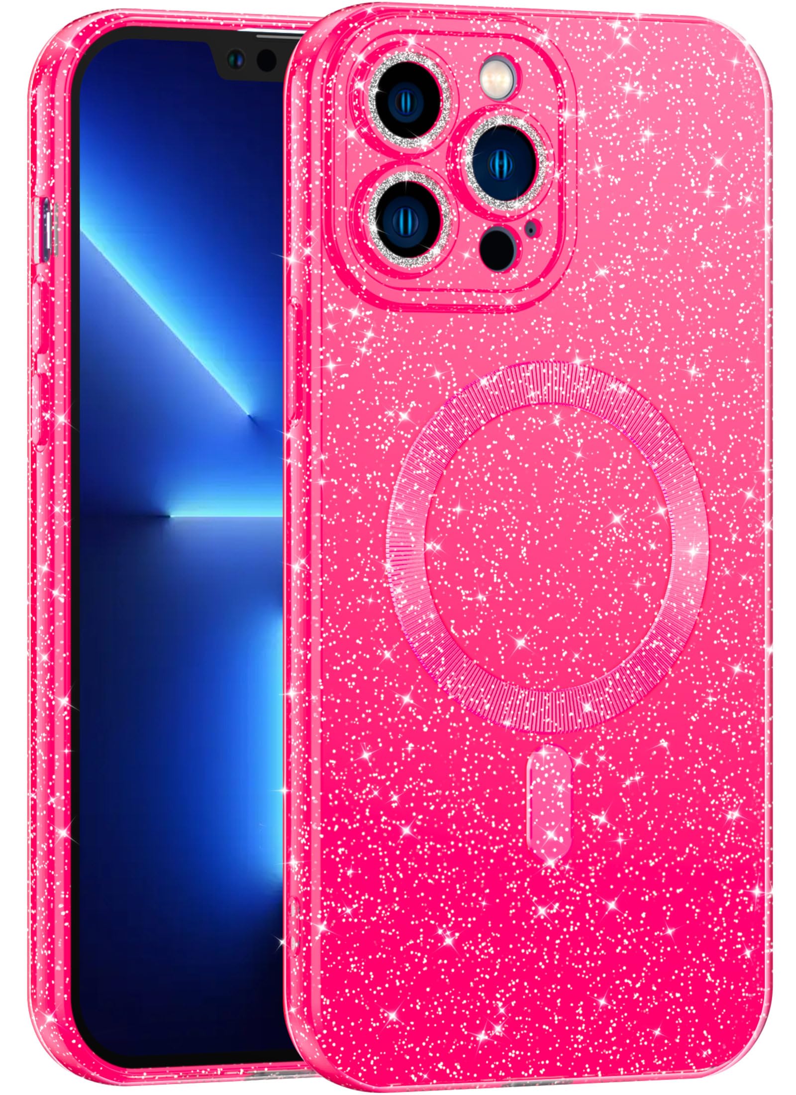 CUZMIGO for iPhone 14 Pro Case Glitter Magnetic Compatible with Magsafe, Shiny Bling Sparkle Phone Cases for Women Girls, Slim Fit Soft TPU Shockproof