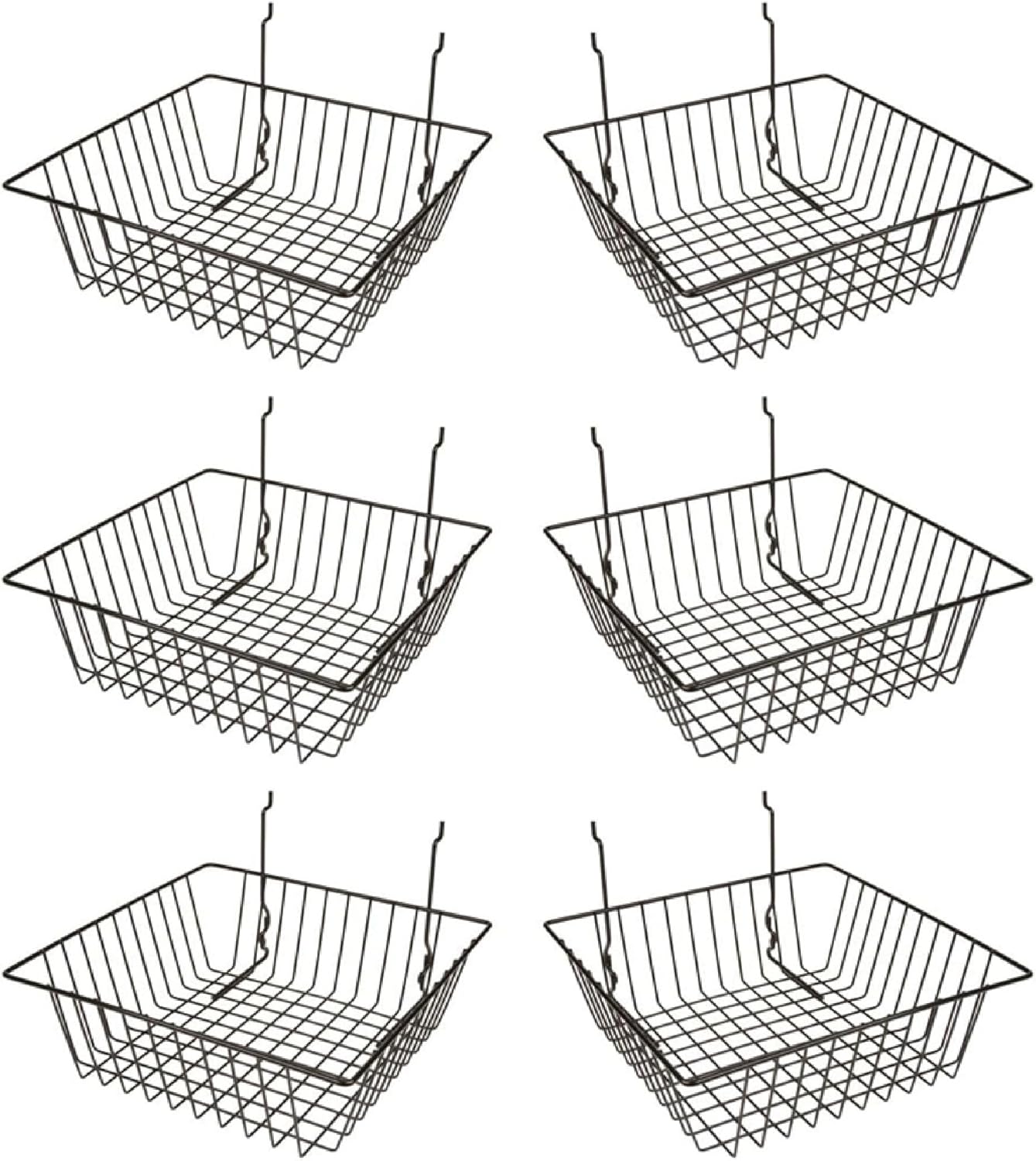 Econoco Small Wire Display Basket, 12″ W x 12″ D x 4″ H, Fits Grid Panels, Slatwall, and Pegboard, Semi-Gloss Black