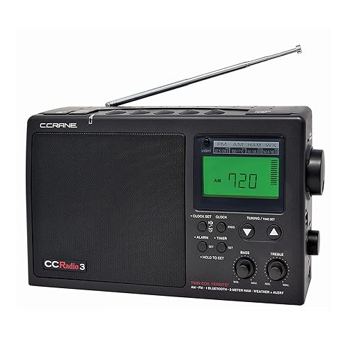 C. Crane CCRadio 3 con recepción de largo alcance AM, FM, alerta Weather Plus de la NOAA y radio digital portátil Ham Band de 2 metros con Bluetooth