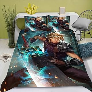 Doiicoon Final Fantasy Bed Linen, Anime Bedding Set with Pillowcase Microfibre Suitable for Boys and Girls, Final Fantasy Quilt (15.200 x 200 cm)