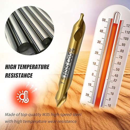 Miniatura 6 de MDEOOSKY Juego de 10 brocas centrales de 0.059 pulgadas, herramientas avellanadoras de acero de alta velocidad M35, herramienta de broca