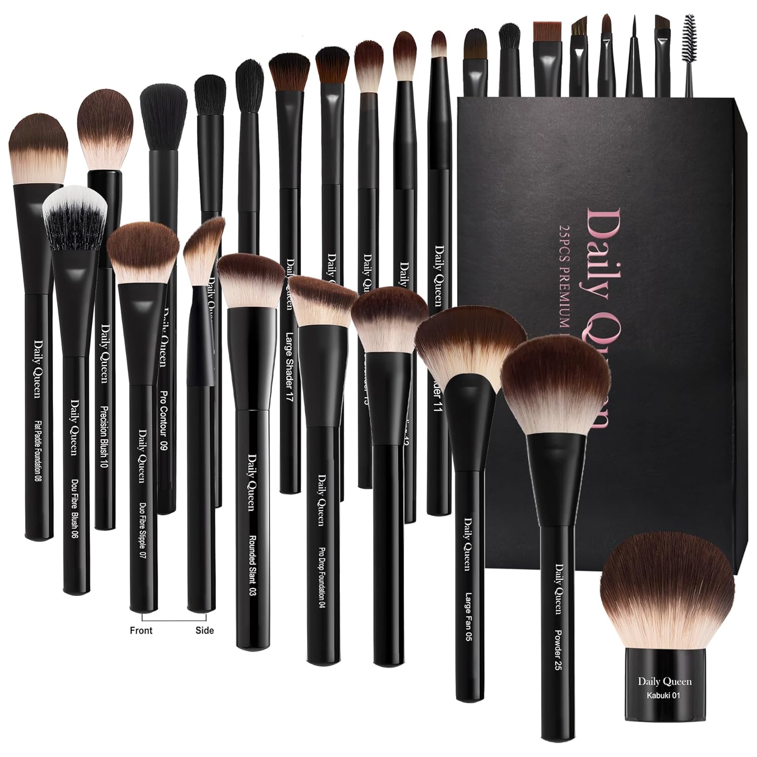 Makeup Brush Set 25 pcs Black Professional Kabuki Powder Concealers Eye shadows Blush Eyeliner Eyebrow Contour Eye blending Brushes Makeup Brush Set 25 pcs Black Professional Kabuki Powder Concealers Eye shadows Blush Eyeliner Eyebrow Contour Eye blending Brushes