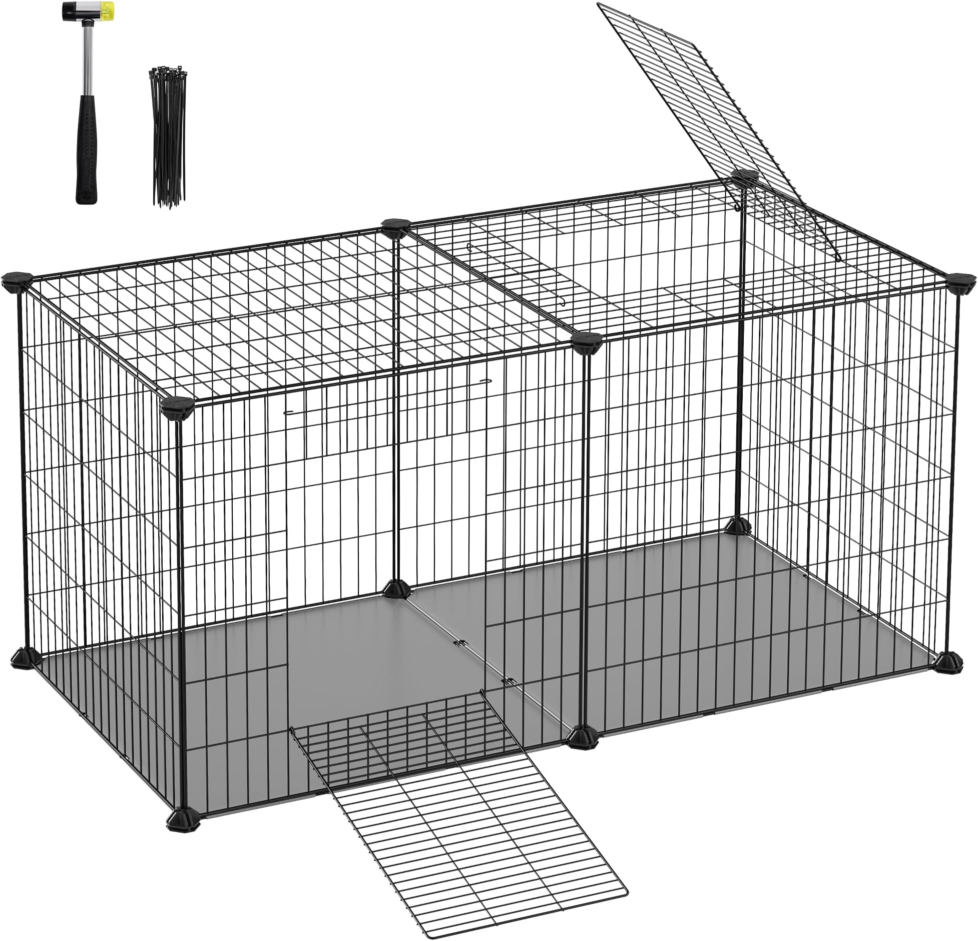 Amazon.com : SONGMICS Small Animal Playpen, Pet Cage with Top and Base ...