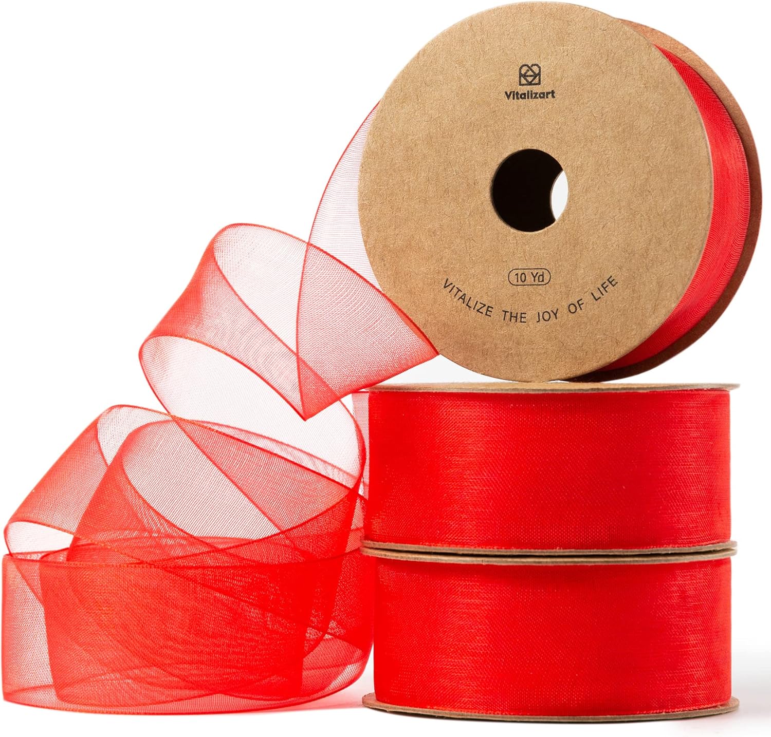 Amazon.com: Vitalizart Red Organza Ribbon for Gift Wrapping 1 inch x ...