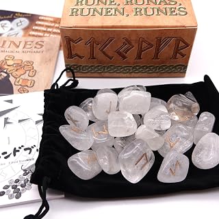 ハイリン・クォーツ・ルーン Hyaline Quartz Runes ルーン占い 日本語解説書付き FLATLAND 正規品 ルーンストーン