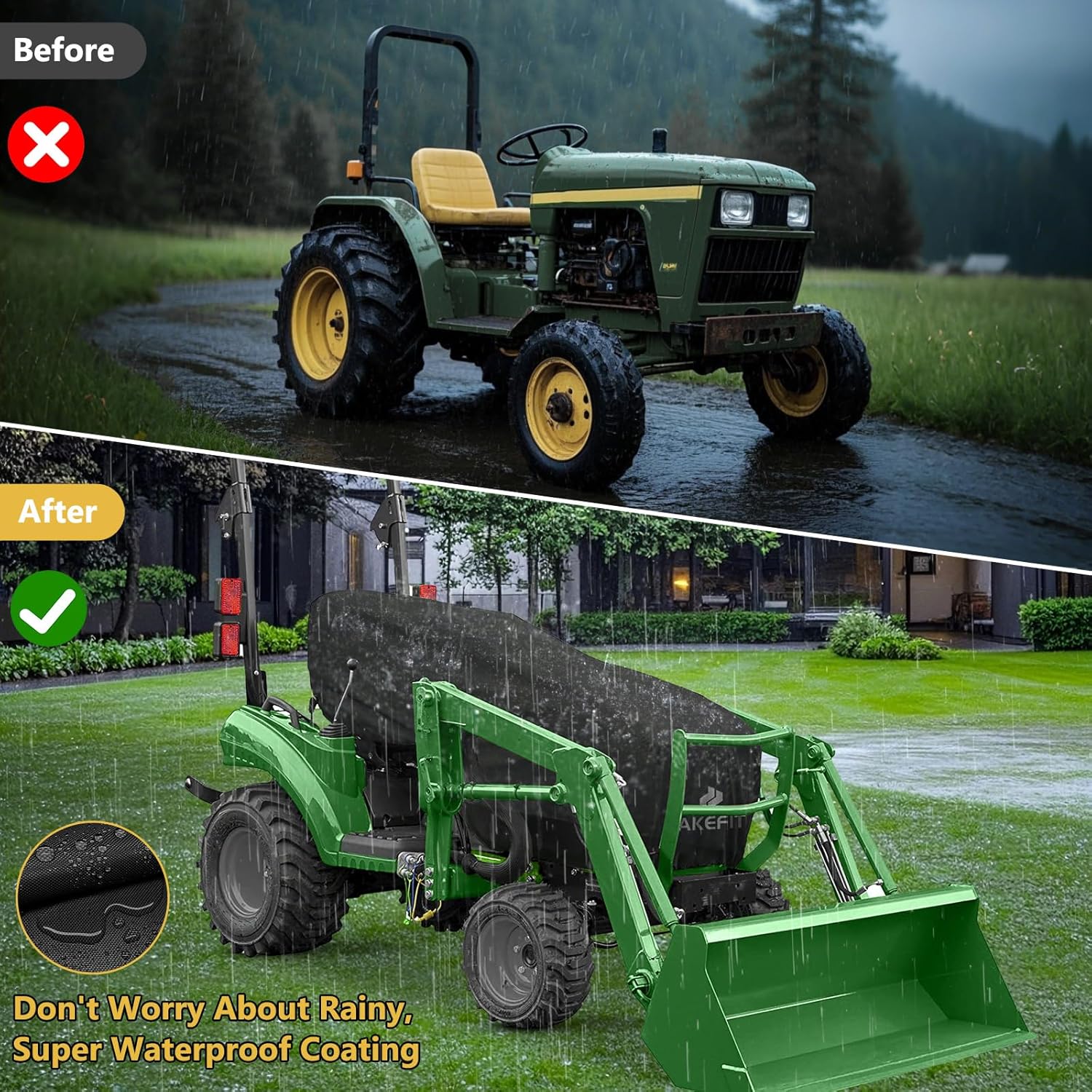 AKEfit Tractor Cover,Tractor Covers Waterproof Heavy Duty,420D Oxford Waterproof, Dustproof, UV Protection Universal Cover, 79 ‘L x 26 “W x 23 ”H. W x 23’ H