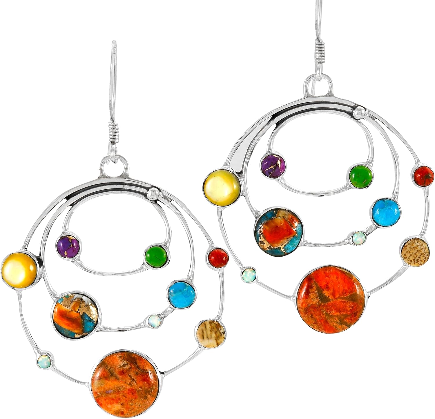 Planets Solar System Gemstone Turquoise Jewelry in Sterling Silver 925 & Genuine Gemstones