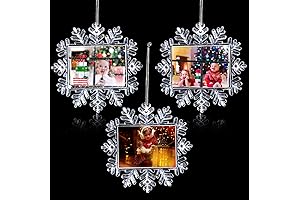 Pack of 3 Snowflake Acrylic Christmas Tree Picture Ornaments Frame for Decorations