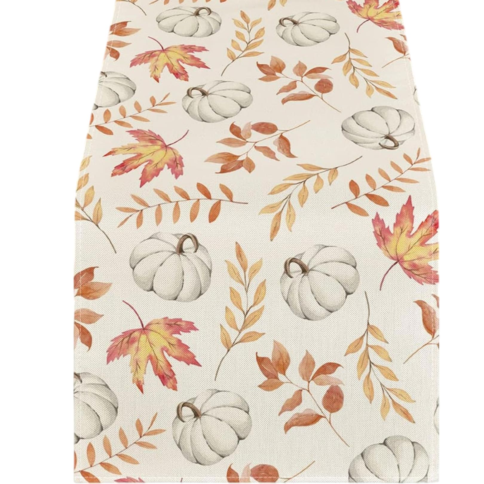 Autumn Decorations Pumpkin Maple Leaves Table Runner,Autumnal Orange Home Kitchen Table Decor,Halloween Pumpkin Tablecloth Decor,Perfect for Home Use,Themed Parties,Halloween Decorations (33 x183cm)