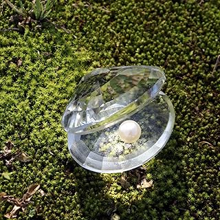 Crystal Shell Glass Seashell Decor Figurines Anniversary Shell with Artificial Pearl Evening Party Home Paperweight