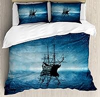 Vista 203 de Ambesonne Juego de funda de edredón color menta, líneas onduladas horizontales a rayas blancas abstractas de tonos suaves, exhibición de arte