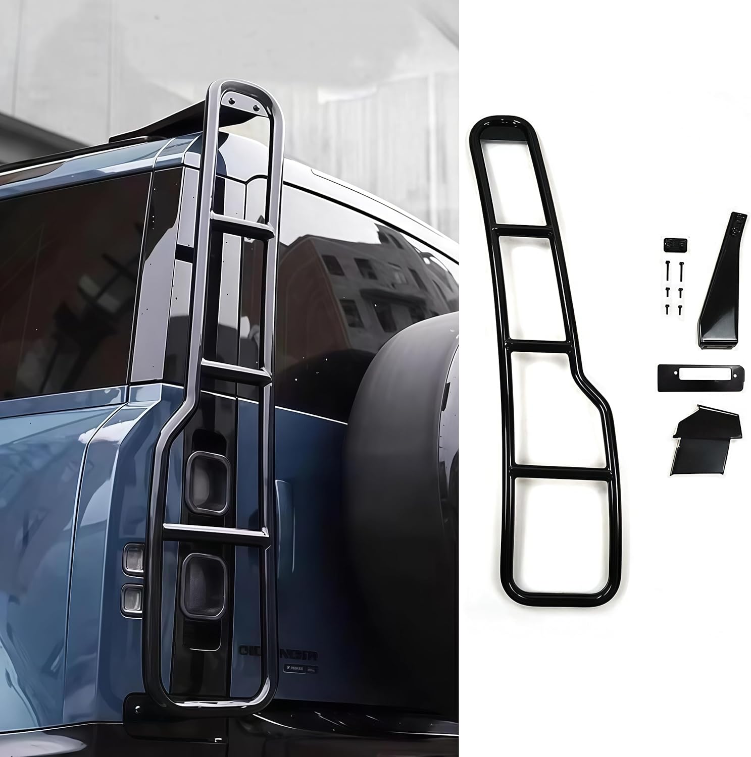 Rear Access Ladder Step Roof Rack Black for Land Rover Defender 130 2023-2026