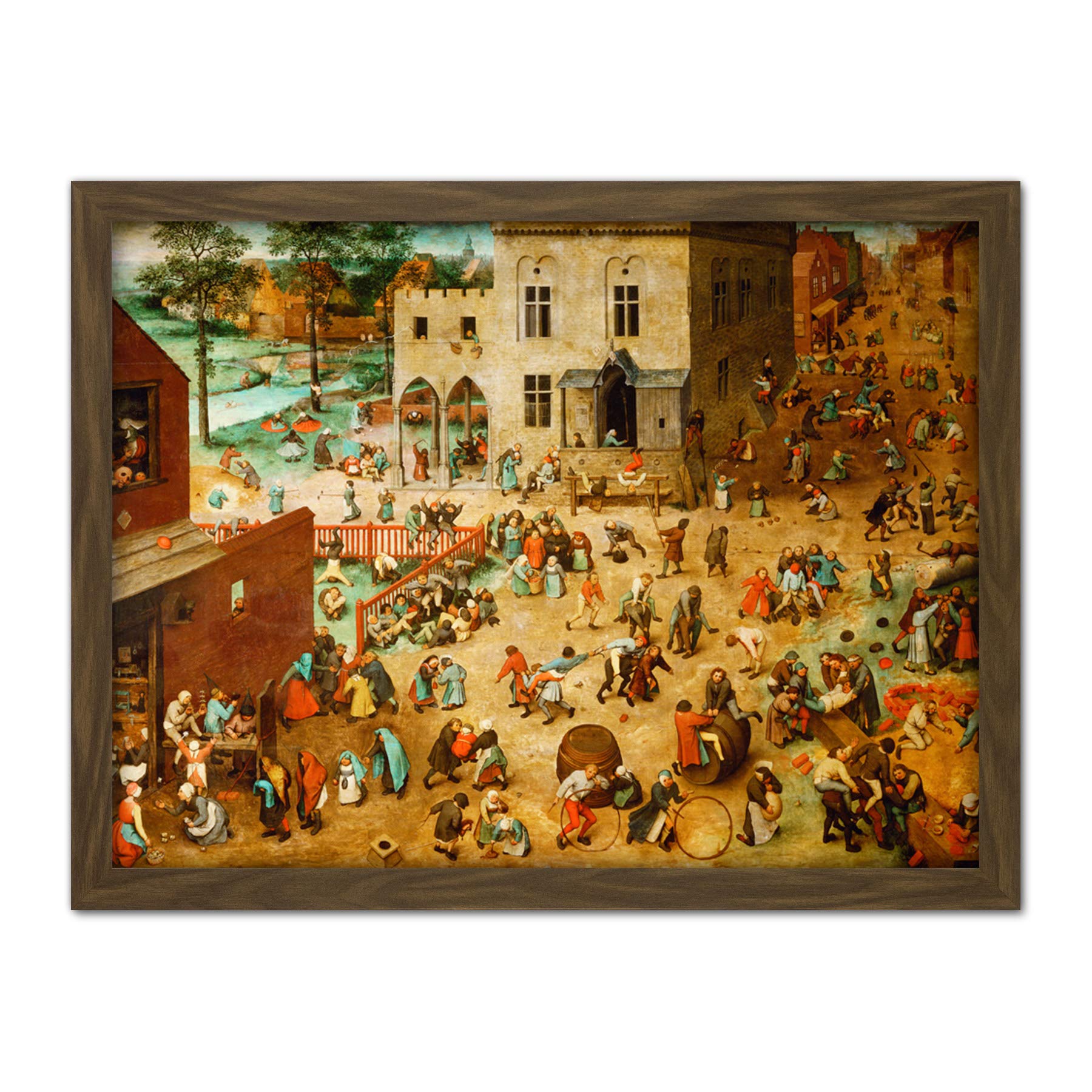 Pieter Bruegel The Elder Childrens Games Large Framed Wall Art Print - Artery8 - W18 inch x H24 inch