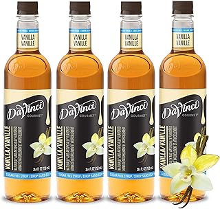 DaVinci Gourmet Sugar-Free Vanilla Syrup, 25.4 Fluid Ounces (Pack of 4)