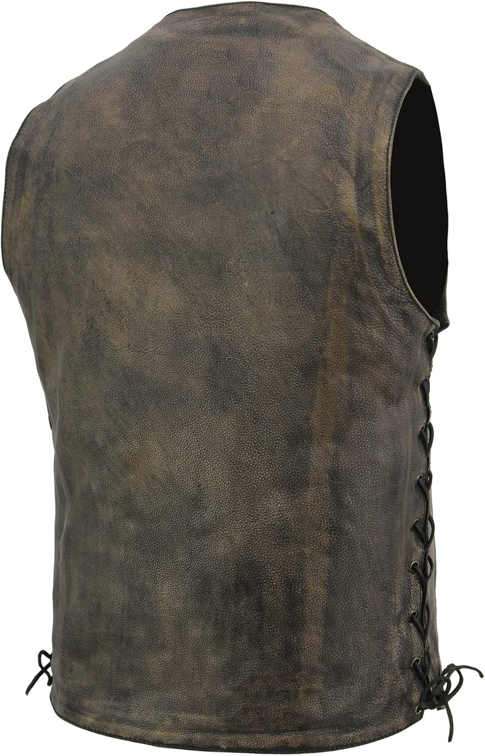 Milwaukee Leather Men's Brown Distressed Leather 10 Pocket Leather Vest MLM3540