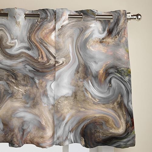 Miniatura 3 de T&H Home - Juego de cortinas de mármol con diseño abstracto de mármol, 2 paneles para puerta corrediza de cristal, dormitorio, sala de estar, 80