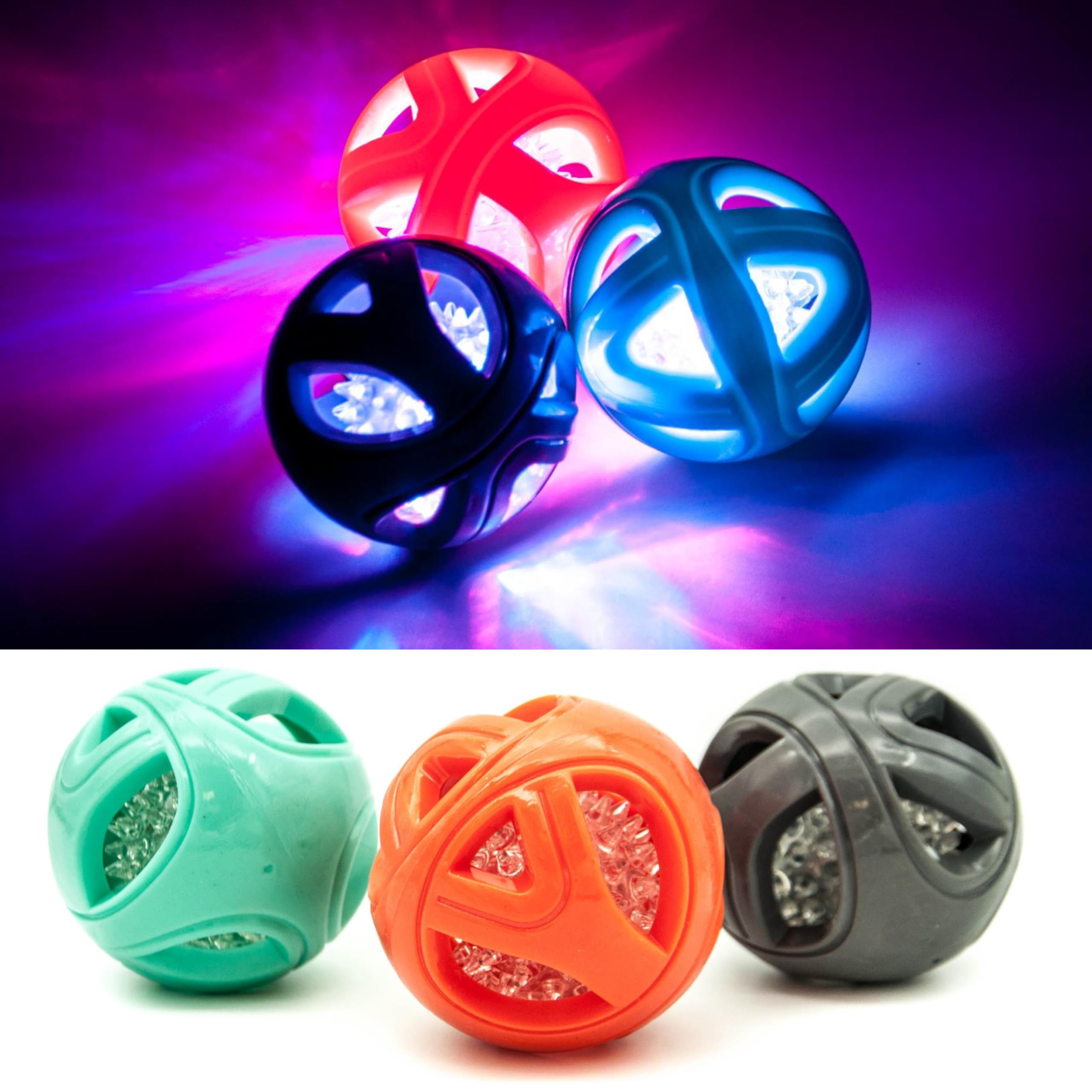 3x Light Up Interactive Ball With Flashing Feature for Dogs and Cats - Indoor Stimulation and Teething Toy for Boredom, Pet Puzzle (Pack of 3)