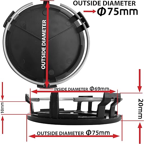 Miniatura 2 de SkinoEu 4 tapas centrales de aleación de 2.953 in compatibles con B66470207  B66470200 tapacubos para automóvil, color negro, plateado, cráneo