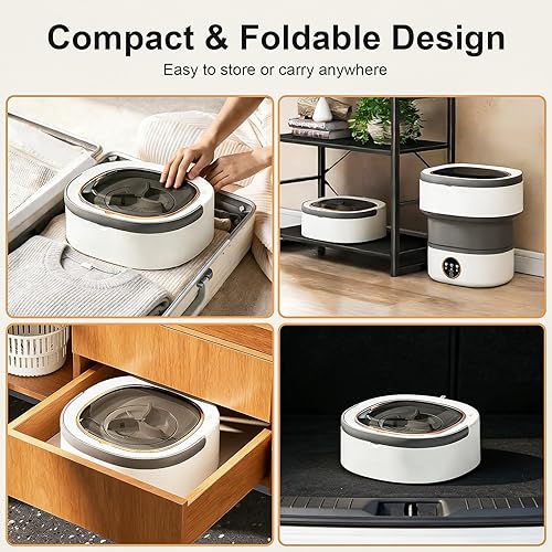 Miniatura 4 de Lavadora portátil – Mini lavadora plegable de 20 litros con cesta giratoria, 3 modos de limpieza y limpieza profunda para ropa pequeña, lavandería