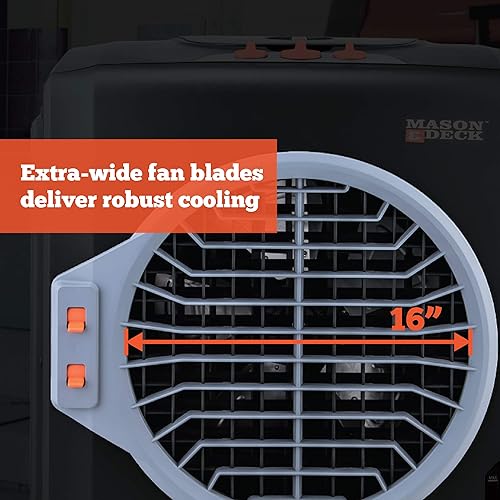 Miniatura 5 de Mason & Deck ME2MOGO, potente enfriador evaporativo portátil de baja energía para grandes espacios de trabajo, 2800 CFM, gris