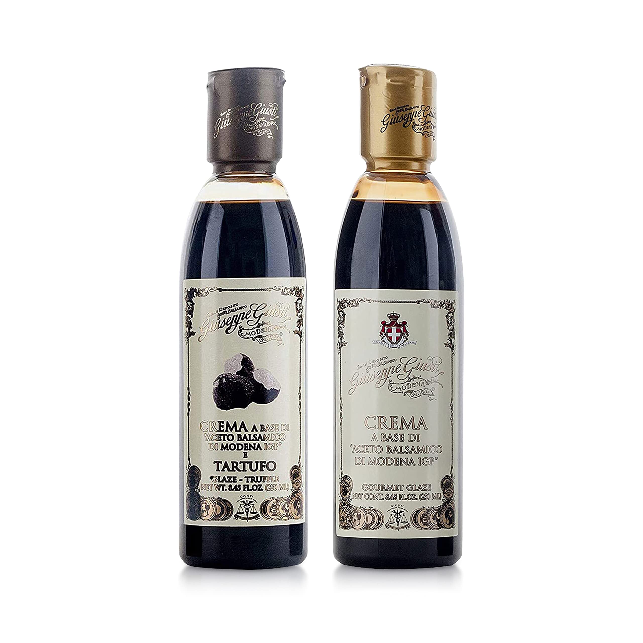 Giuseppe Giusti Truffle Balsamic Glaze Reduction of Balsamic Vinegar of Modena IGP & Italian Crema Balsamic Glaze Vinegar Reduction of Modena IGP, Natural Flavored Balsamic Vinegar