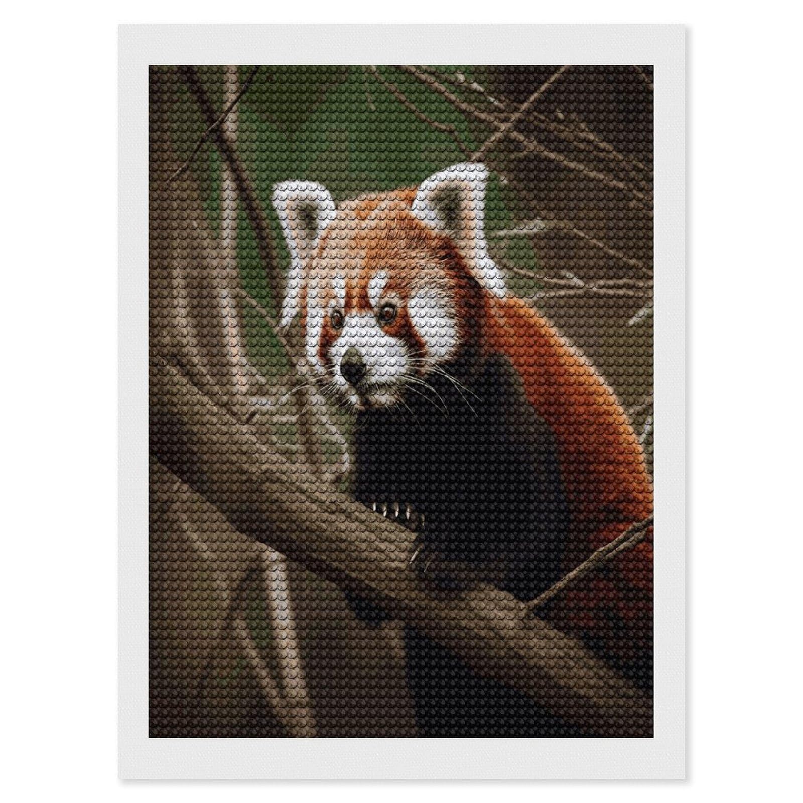 LDGSUPH Red Panda on Tree Branch Diamond Painting Kits for Adults Paint with Diamond Pictures Art DIY Full Drill Diamond Dots Painting Personalized Diamond Photo for Home Wall Decor Gift 12"x16"