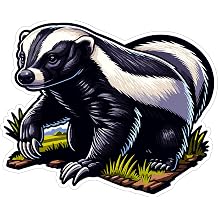 Honey Badger Sticker 4 Inch Mellivora capensis Badass Animal - Waterproof Animal Vinyl Decal for Laptop Water Bottle Car Tumbler - Durable Aesthetic Long-Lasting Stickers for Adults ID44990