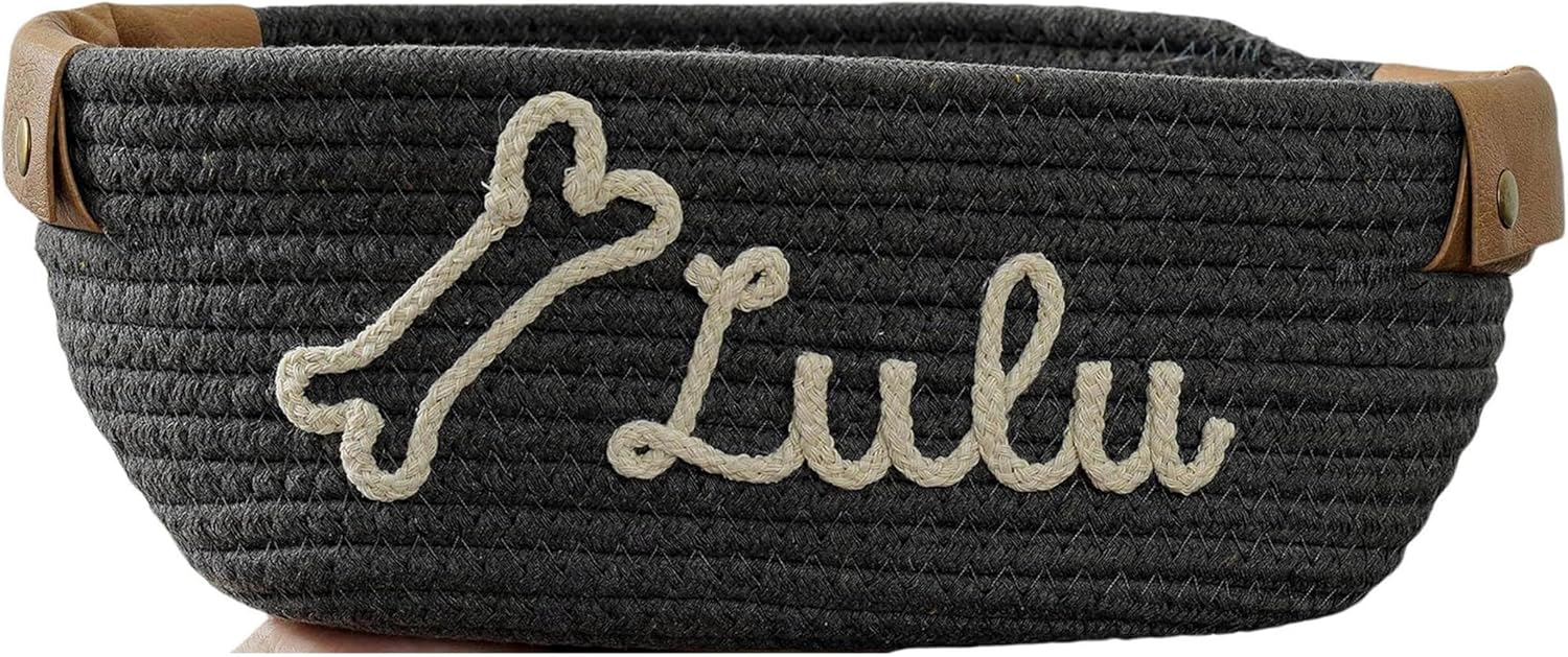 WANSHUNLMI Custom Cotton Rope Storage Basket, Personalized Pet Dog Organizer With Name (A5)
