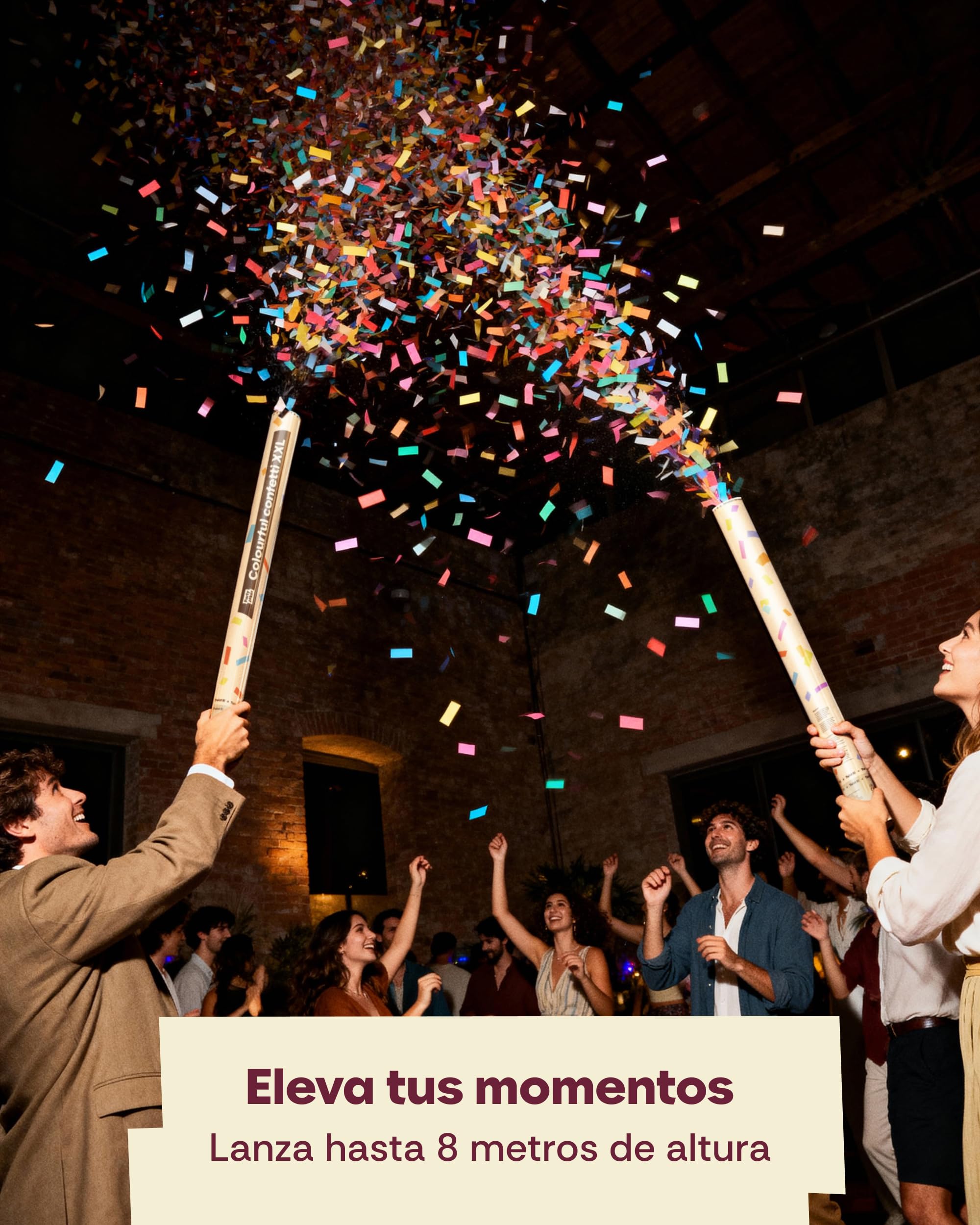 5 Cañones de Confeti Boda 80 cm Colores – Confeti Carnaval XXL