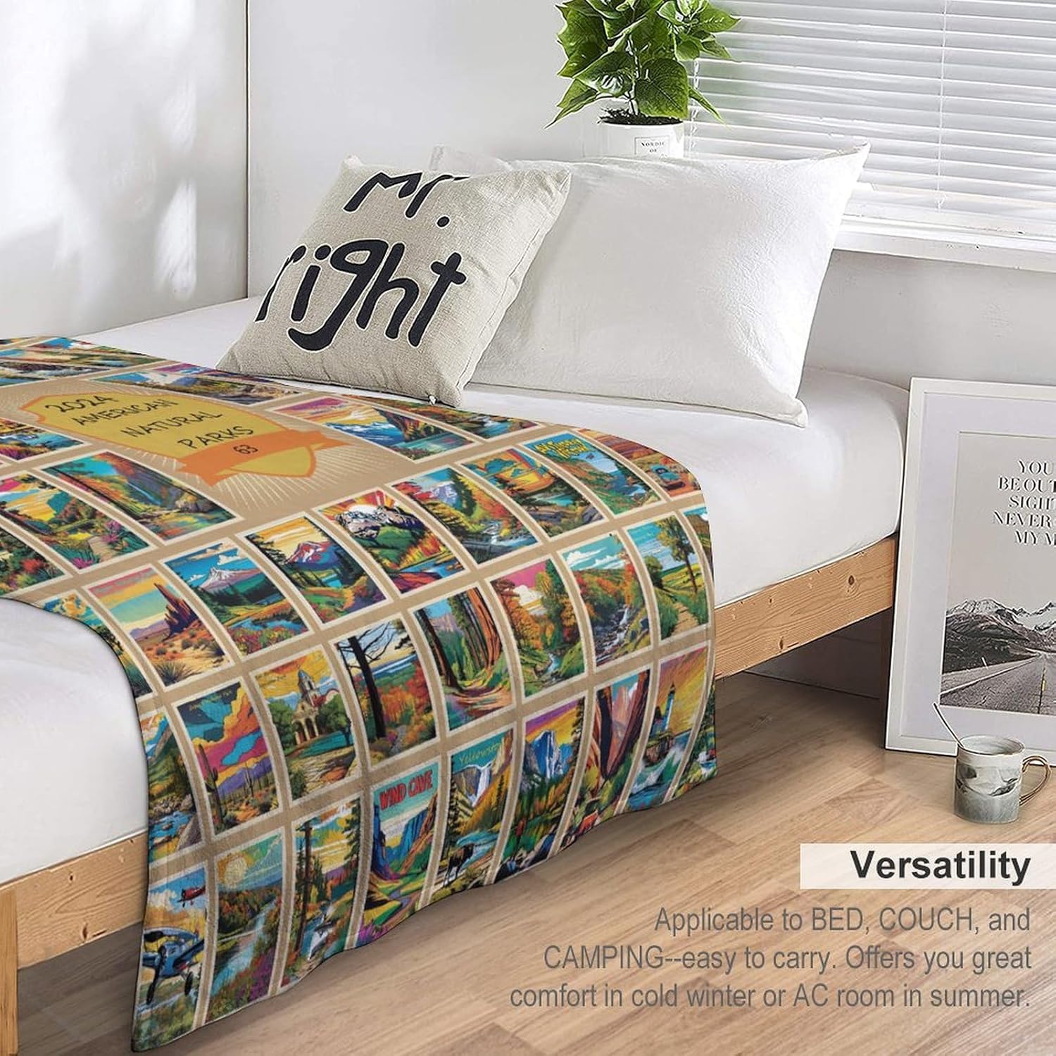 National Park Travel Landscape Blanket - Natural Scenic Mountain View Winter Warm Bedding - Birthday for Fans' Bedroom 50x60 Inch