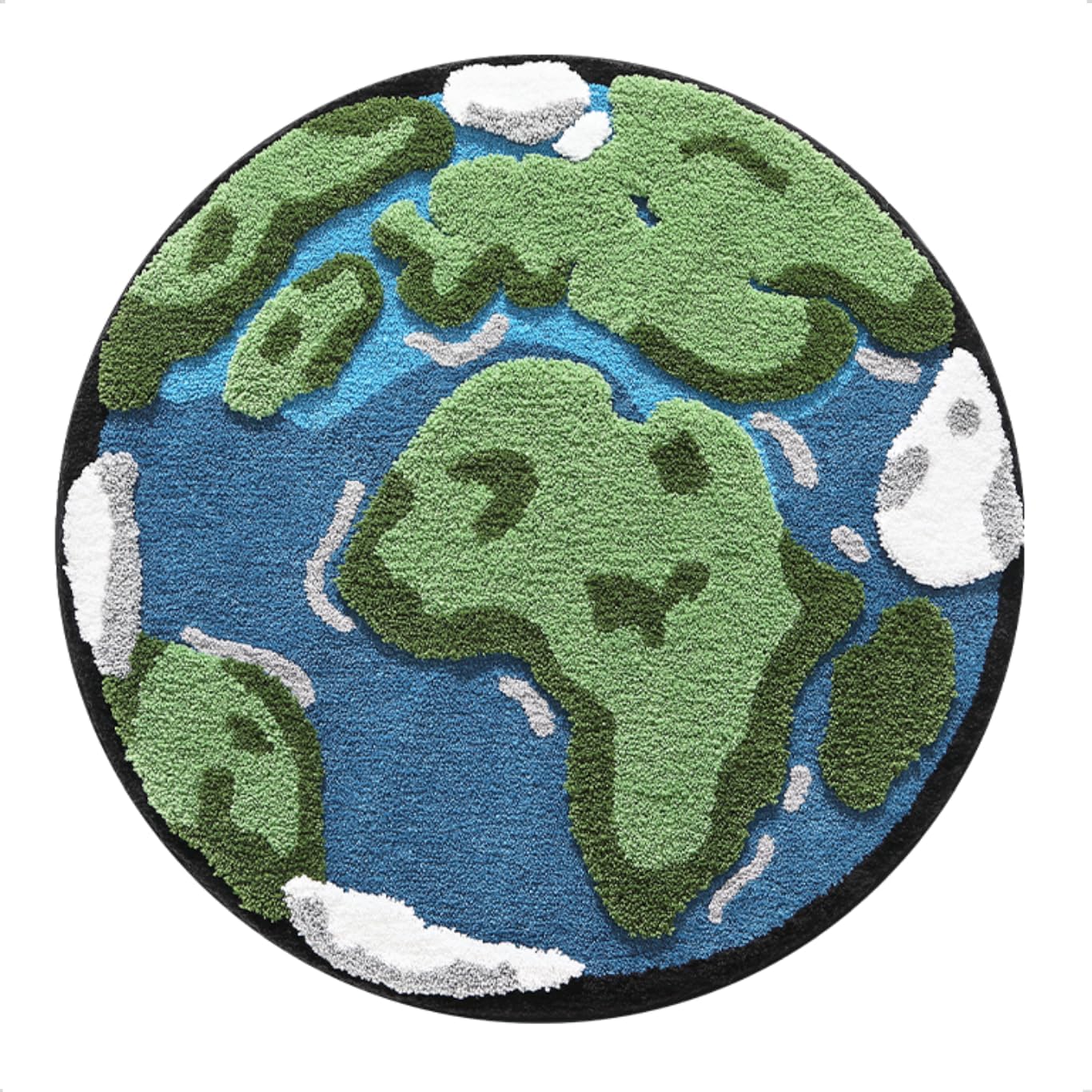 Cute Area Rug, Funny Earth Area Mats, Shaggy High Pile Non Slip Soft Absorbent Washable, Bedroom Bedside Bathroom Kids Gaming Nursery Room Rugs Home Decor Rug (Earth, 40" x 40")