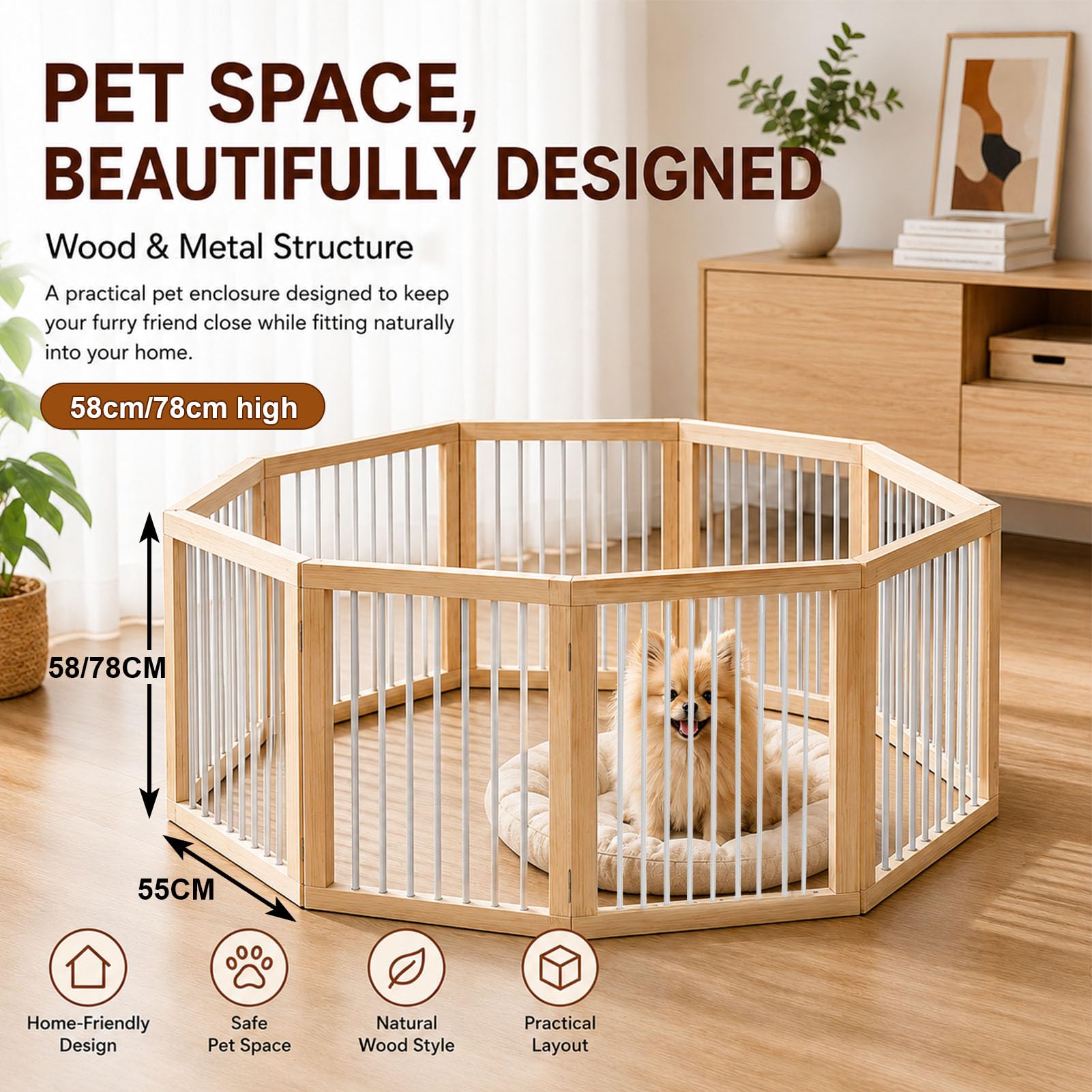 Cancelletto Cani Interno, Barriera Animali Multiforma High 78 CM 2 PCS