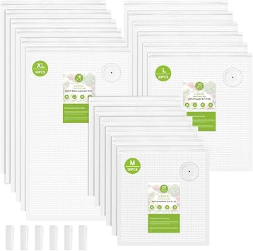 URPOWER Reusable Vacuum Sealer Bags for Food Storage, 50 PCS with 6 Clips
