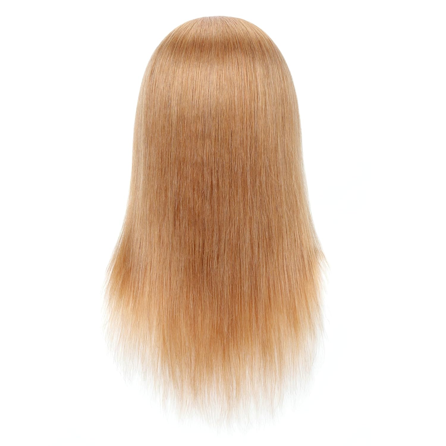Blonde 100% Human Hair Mannequin Head Manikin Cosmetology Doll Head with Stand for Hairstylist Hairdresser Practice Training Bleaching Dyeing Styling Coloring Braiding Curling Cutting
