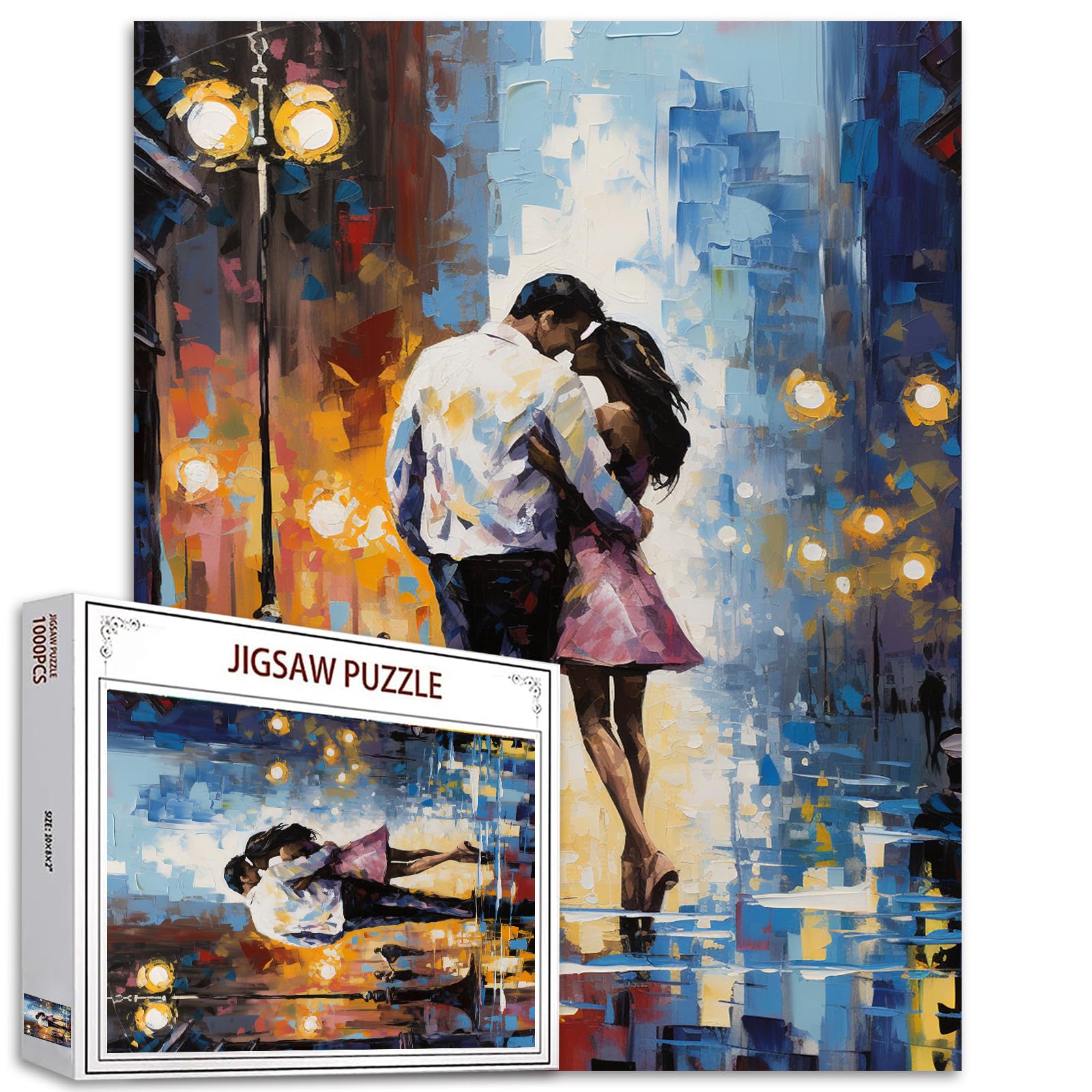 Tucocoo Graffiti Street Scene Jigsaw Puzzles for Adults 1000 Pieces, Romantic Couple Abstract Art Puzzle 27 x 20 inch Colorful DIY Puzzles for Home Decoration, Family Puzzle Perfect for Game Nights